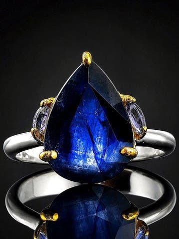 Sans prix de réserve - Bague Bague en saphir bleu naturel -, Bijoux, Sacs & Beauté, Bagues