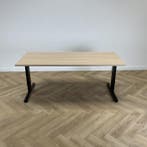 bureau 180x80 cm, licht eiken - zwart, Huis en Inrichting, Bureaus, Gebruikt