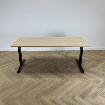 bureau 180x80 cm, licht eiken - zwart, Huis en Inrichting, Bureaus, Gebruikt