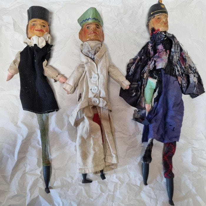 Folk art - Jouet - Collection of carved hand-painted puppet, Antiek en Kunst, Antiek | Speelgoed