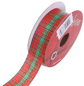 Kerstlint Tartan Rood Groen Goud 25 mm rol 9 meter, Nieuw