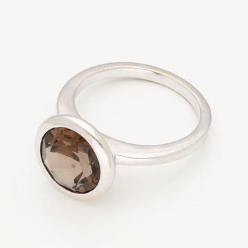 Bague - 18 carats Or blanc - quartz fumé, Handtassen en Accessoires, Nieuw