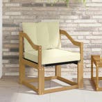 vidaXL Buitensofa Massief Acacia Hout Wit en crèmekleurig, Verzenden, Nieuw