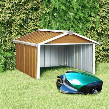 vidaXL Overkapping voor robotmaaier 92x97x63 cm staal bruin, Verzenden