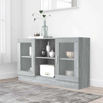 vidaXL Vitrinekast 120x30,5x70 cm bewerkt hout grijs sonoma, Huis en Inrichting, Verzenden, Nieuw