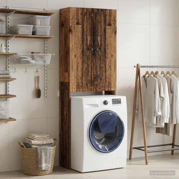 vidaXL Toiletkast EDE Oud hout 66 x 25,5 x 190 cm Bewerkt, Verzenden, Nieuw