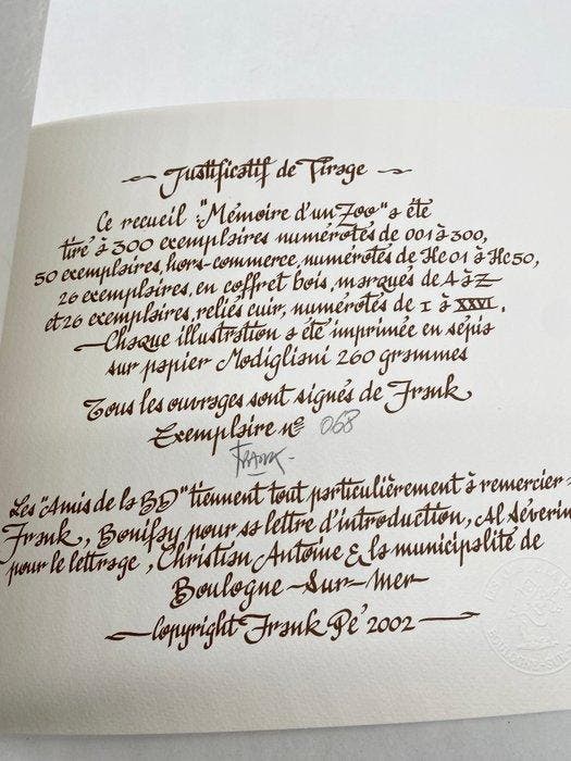 Frank Pé - Portfolio - Mémoire dun zoo - Esquisses - Limité, Boeken, Stripverhalen