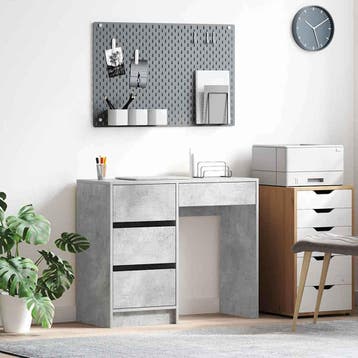 vidaXL Bureau Beton Grijs Bewerkt hout 90 x 37.5 x 75 cm, Verzenden