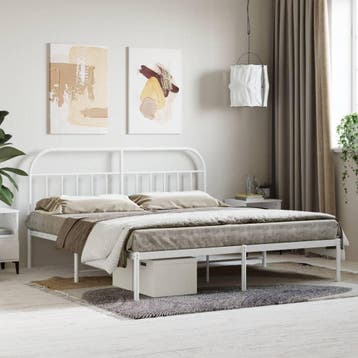 vidaXL Bedframe met hoofdbord metaal wit 180x200 cm, Huis en Inrichting, Slaapkamer | Bedden, Verzenden, Nieuw