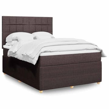 vidaXL Boxspring met matras stof donkerbruin 160x200 cm, Verzenden, Nieuw
