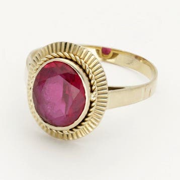 Bague - 18 carats Or jaune Rubis, Nieuw