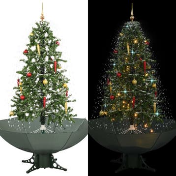 vidaXL Kerstboom sneeuwend met paraplubasis 170 cm groen, Verzenden