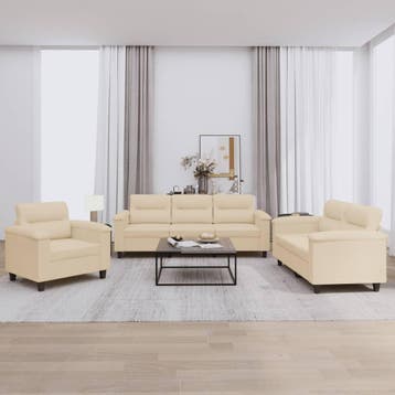 vidaXL 3-delige Loungeset met kussens microvezelstof, Verzenden