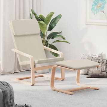 vidaXL Relaxstoel met voetenbank stof crèmekleurig, Verzenden