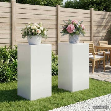 vidaXL Plantenstand 2 pcs Wit 40 x 40 x 80 cm Staal, Verzenden