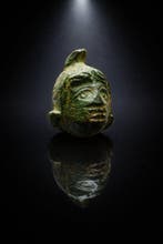 Oud-Romains bronzen krijgerhoofd – Frygische helm-figuur –