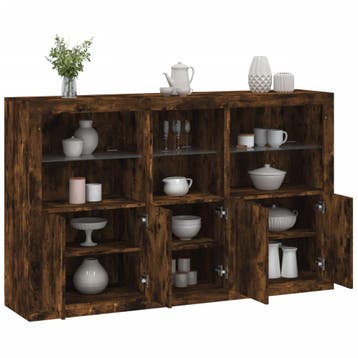 vidaXL Dressoir met LED-verlichting 162x37x100 cm gerookt, Verzenden