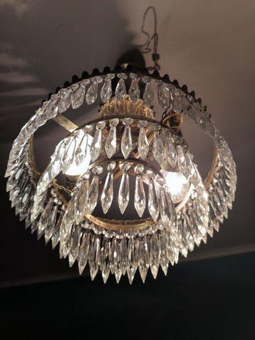 Plafondlamp - Glas, Messing - Stijl imperium cascade