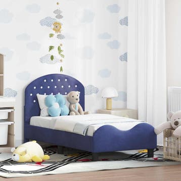 vidaXL Peuterbedframe met hoofdboard Politieblauw 70 x 140, Verzenden, Nieuw
