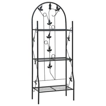 vidaXL Plantenrek 3-laags 52x28x128 cm ijzer zwart, Verzenden