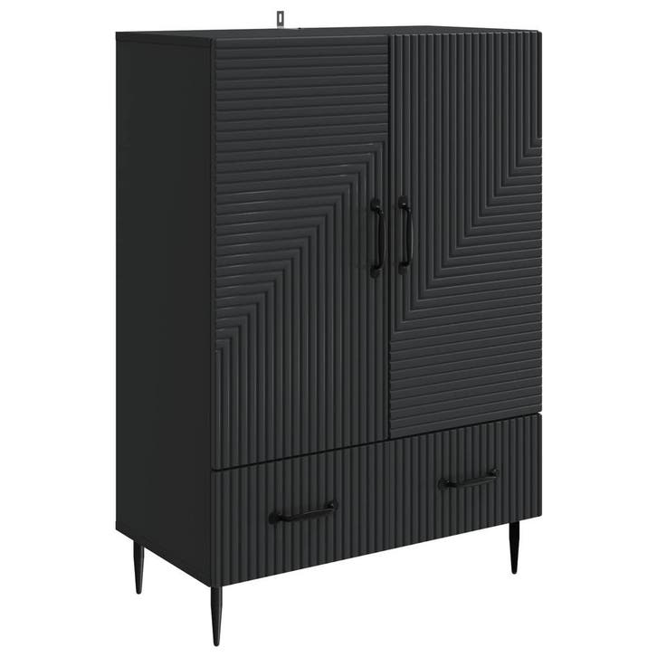 vidaXL Dressoir met lade Zwart 66 x 34,5 x 95 cm Bewerkt, Maison & Meubles, Armoires | Dressoirs, Envoi