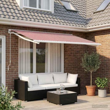 vidaXL Vervangingsdoek voor zonnescherm Rood en Wit 600 ×, Verzenden