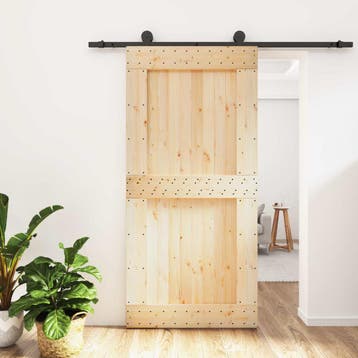 vidaXL Schuifdeur 100 x 210 cm Massief Pine Hout, Doe-het-zelf en Bouw, Deuren en Vliegenramen, Verzenden, Nieuw