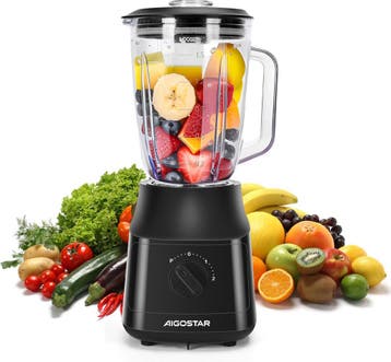 Blender - Smoothie Maker - Glazen kan - 1,5L - 600W - Zwart, Verzenden, Nieuw
