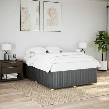 vidaXL Bedframe zonder matras stof donkergrijs 140x200 cm, Verzenden