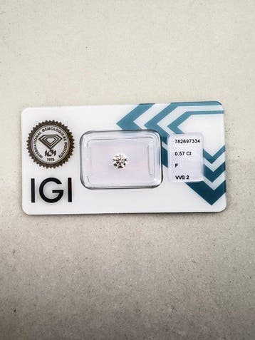 1 pcs Diamant (Naturelle) - 0.57 ct - Rond - F - VVS2 -, Handtassen en Accessoires, Edelstenen, Nieuw