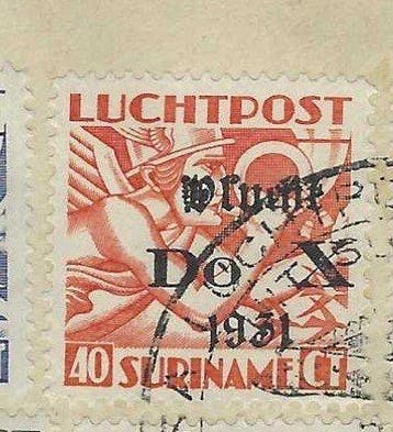 Suriname 1931 - Luchpost Vlucht Do-X serie op brief naar, Gestempeld