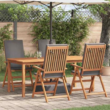 vidaXL Tuinstoel 4 st Bruin en Grijs Massief Teakhout, Verzenden, Nieuw