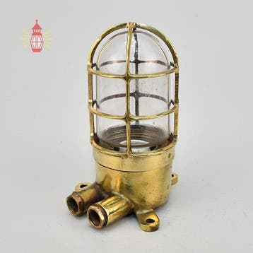Wandlamp - Messing, Glas - Industrieel kooi-lamp