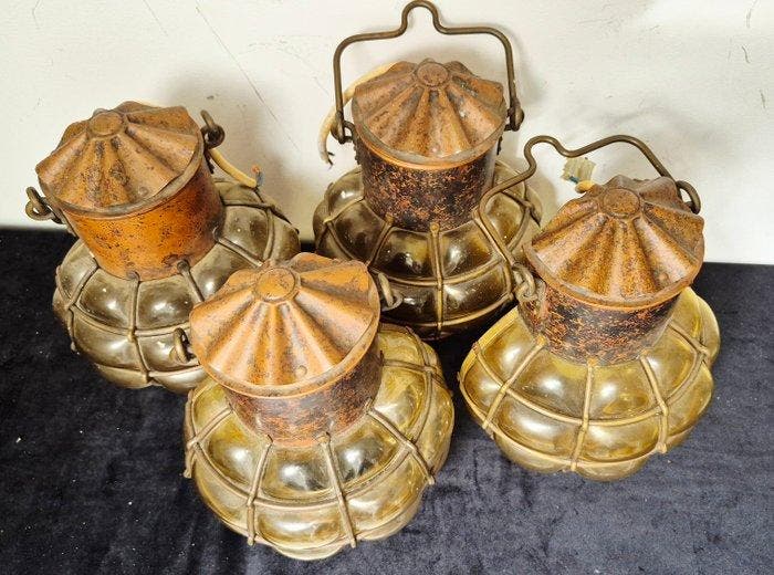 Ships lamp (4) - Koper, Glas, Antiquités & Art, Curiosités & Brocante