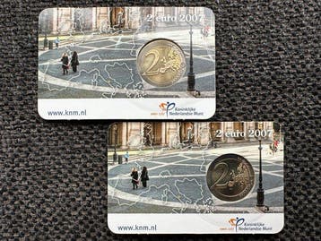 Nederland. 2 Euro 2007 Verdrag van Rome (2 stuks) (Zonder, Postzegels en Munten