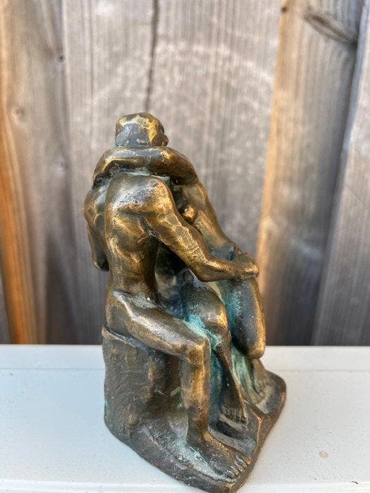 Beeld, Rodin de kus - 14 cm - Brons, Antiek en Kunst, Curiosa en Brocante