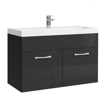Badkamermeubel Set Paso 01 80 x 40 cm Zwart Badmeubel, Verzenden, Nieuw