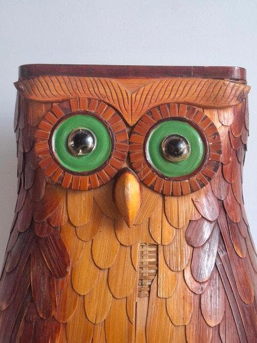 Paraplustandaard/rek - Bamboe, wilg - Parapluhouder uil, Antiek en Kunst, Curiosa en Brocante