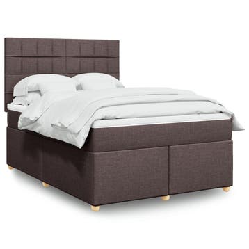 vidaXL Boxspring met matras stof donkerbruin 160x200 cm, Verzenden, Nieuw