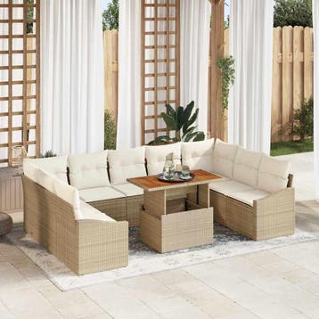 vidaXL Tuinbank Set 10 st Beige en Crème, Verzenden, Nieuw