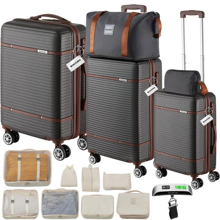 tectake Reiskofferset Madison, 13-delig, TSA-slot - antracie, Handtassen en Accessoires, Uiterlijk | Cosmetica en Make-up, Verzenden