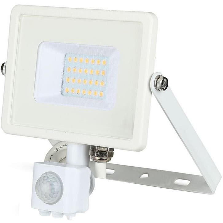 LED Bouwlamp 20W met Sensor - Mat Wit Aluminium - Koud Wit 6, Tuin en Terras, Buitenverlichting, Nieuw, Verzenden