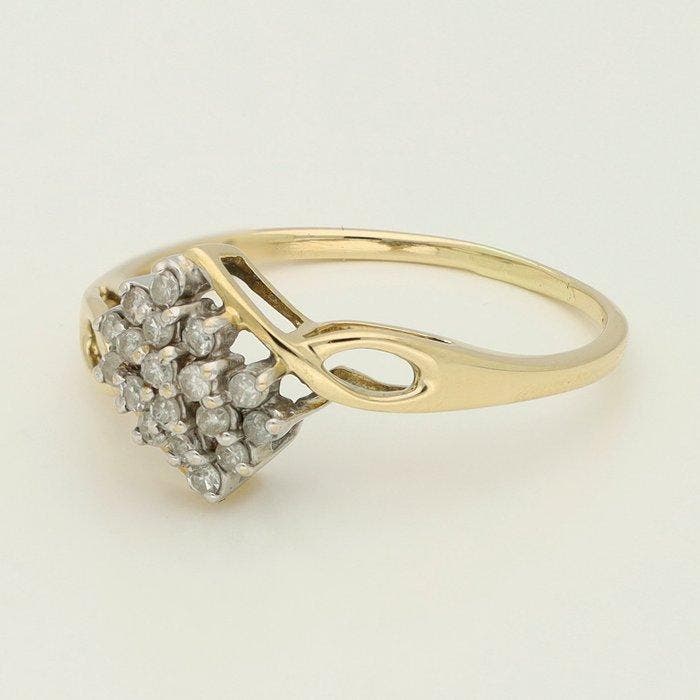 Bague - 14 carats Or jaune, Or blanc Diamant (Naturelle), Handtassen en Accessoires, Ringen