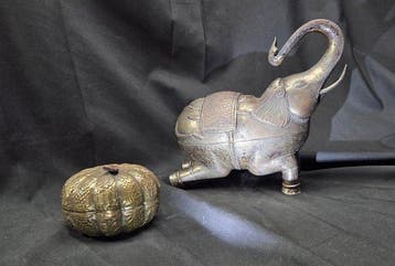 Rare and genuine silver-plated betel boxes from Indonesia -