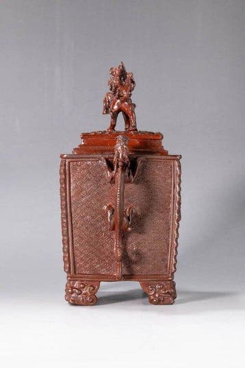 Porte-encens en bronze avec Kirin, dragons et phénix par, Antiquités & Art