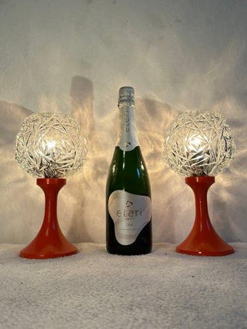 Tafellamp - Space Age - Glas, Kunststof - Twee tafellampen