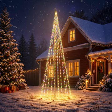 vidaXL Kerstboomverlichting met grondspies en vlaggenmast, Verzenden, Nieuw