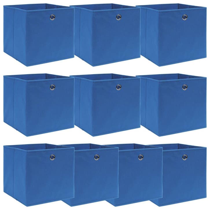 vidaXL Opbergboxen 10 st 32x32x32 cm stof blauw, Bricolage & Construction, Casiers & Boîtes, Envoi