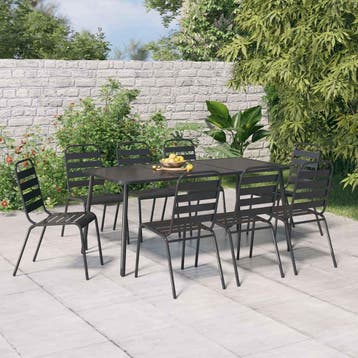 vidaXL 9-delige Tuinset staal antracietkleurig, Verzenden, Nieuw, Tuinset