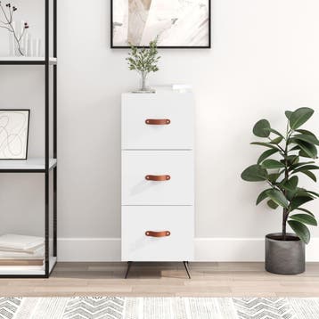 vidaXL Dressoir 34,5x34x90 cm bewerkt hout hoogglans wit, Verzenden